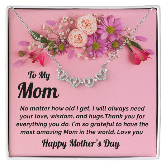 Mother's Day Gift- 2 ways to wear it-Mom Necklace and Greeting Card