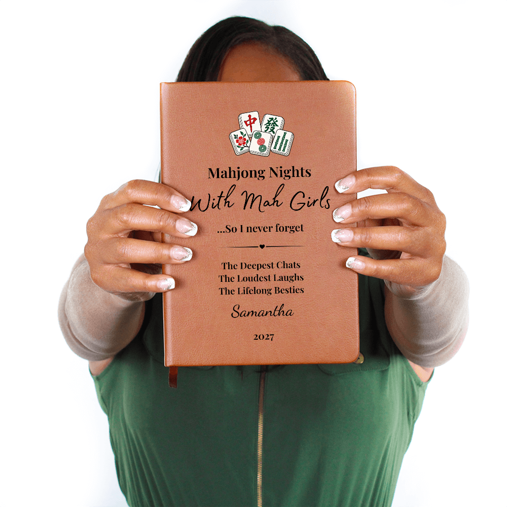 Personalized Mahjong Game Night Vegan Leather Journal Gift & Keepsake