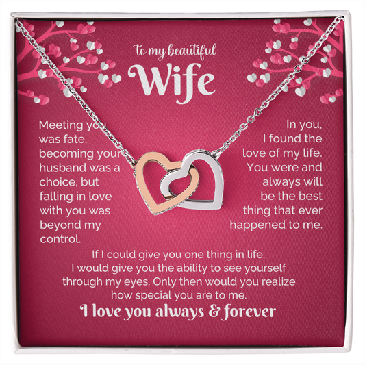Beautiful Wife Inter locking Hearts Neckalce