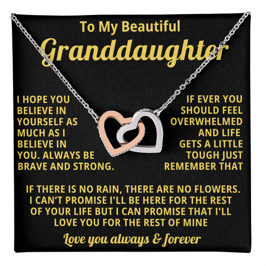 Gift for Granddaughter Linked Heart Necklace with Heartfelt Message Card
