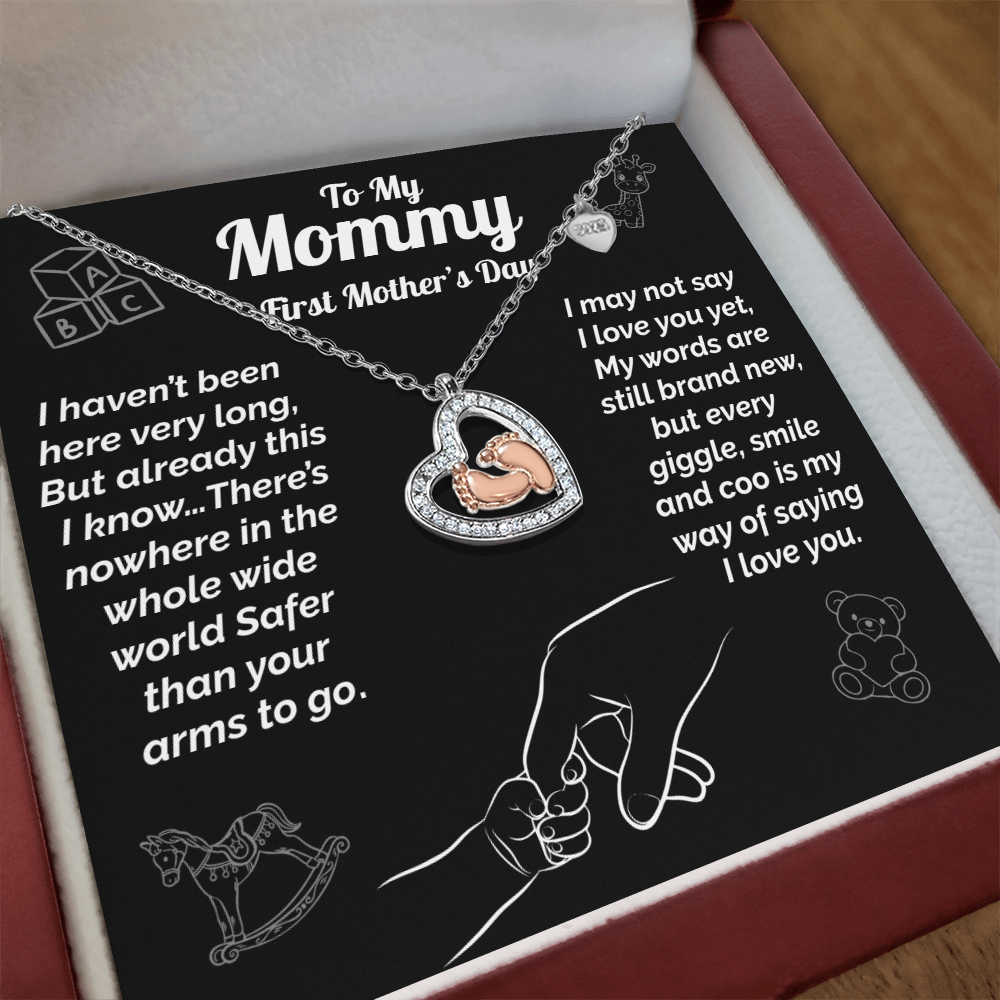 First Mother's Day Baby Feet Necklace