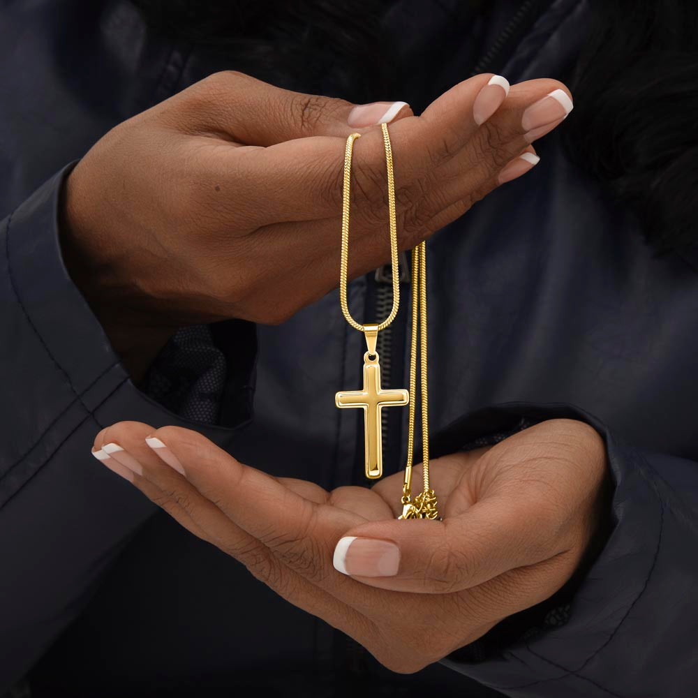 Personalized Graduation Cross Necklace- engrave name-year or message on the back