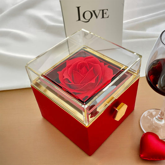 Mom Necklace Gift- Rotating Rose Box