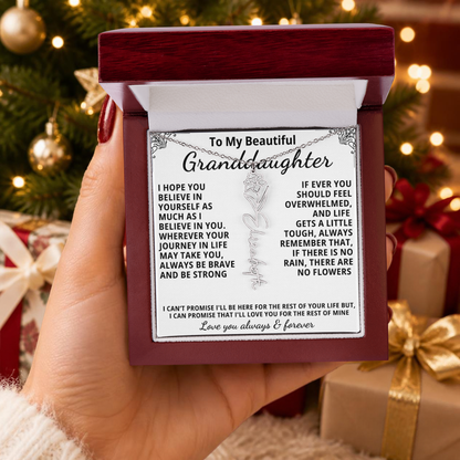 Personalized Birth Flower Name Necklace — To My Beautiful Granddaughter