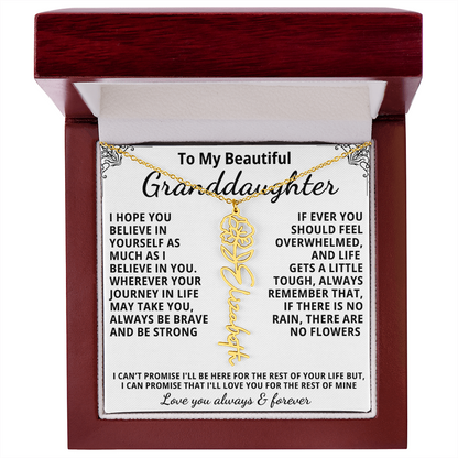 Personalized Birth Flower Name Necklace — To My Beautiful Granddaughter
