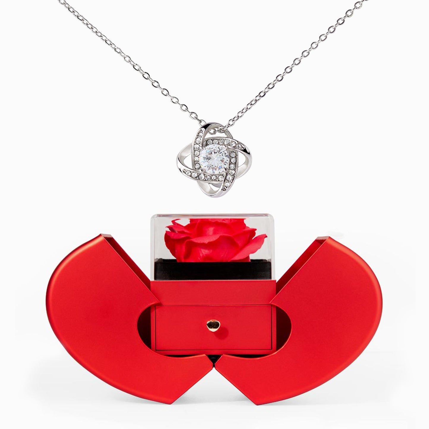 To My Beautiful Wife-Love Knot Necklace- Eternal Rose Heart Box- Sail through the Storm Together Valentine's day