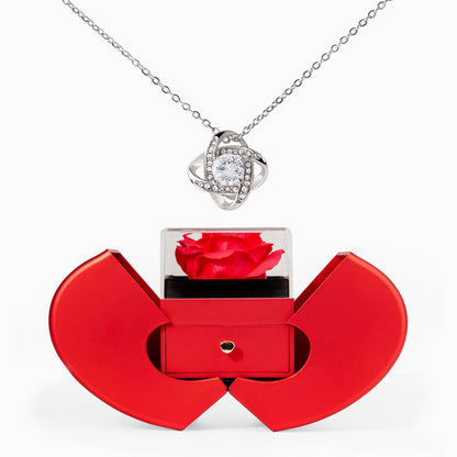 To My Beautiful Wife-Love Knot Necklace- Eternal Rose Heart Box- Sail through the Storm Together Valentine's day