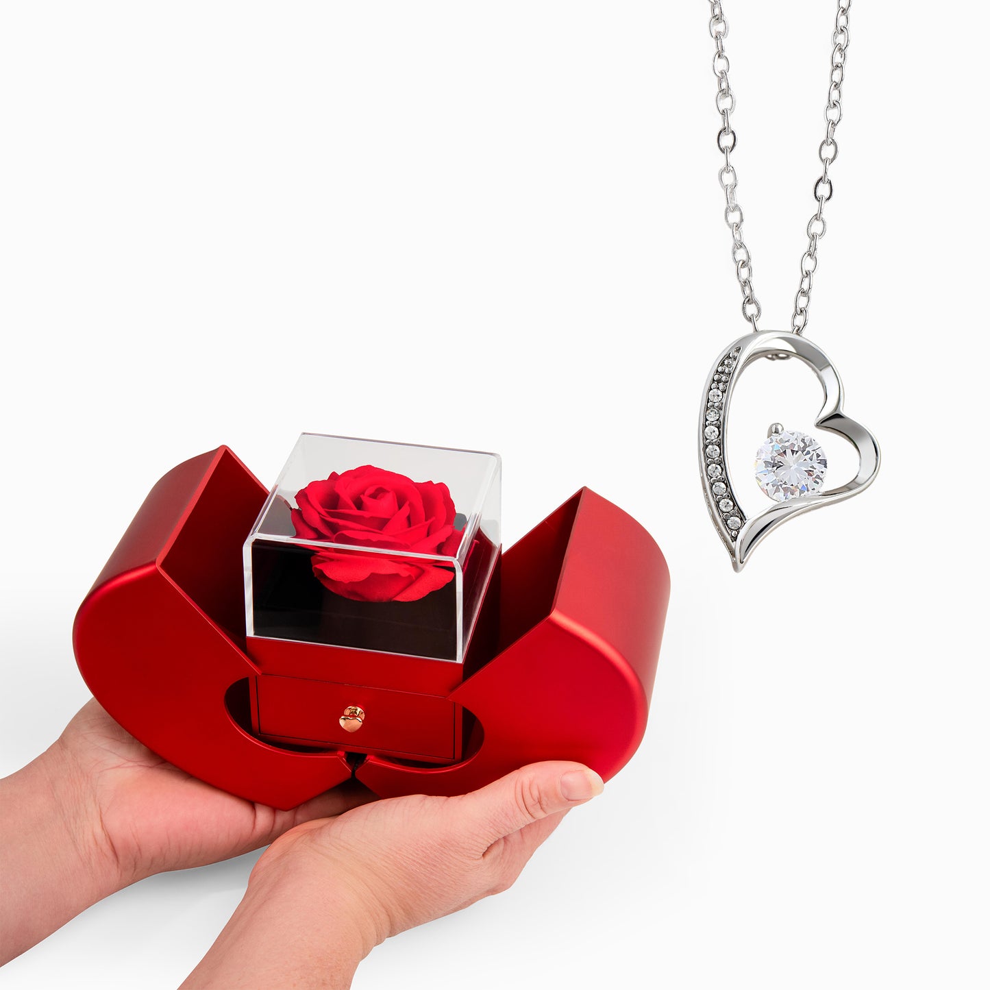 To My Beautiful Wife -Heart & Rose Gift Box- Valentines - I Love Us Message Card
