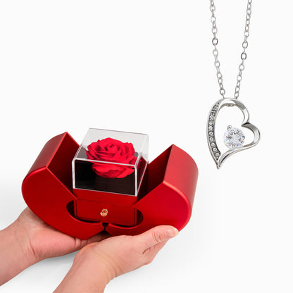 To My Beautiful Wife -Heart & Rose Gift Box- Valentines - I Love Us Message Card