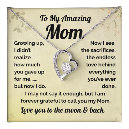 Gift for Mom-Heartfelt Message Card & Forever Love Necklace