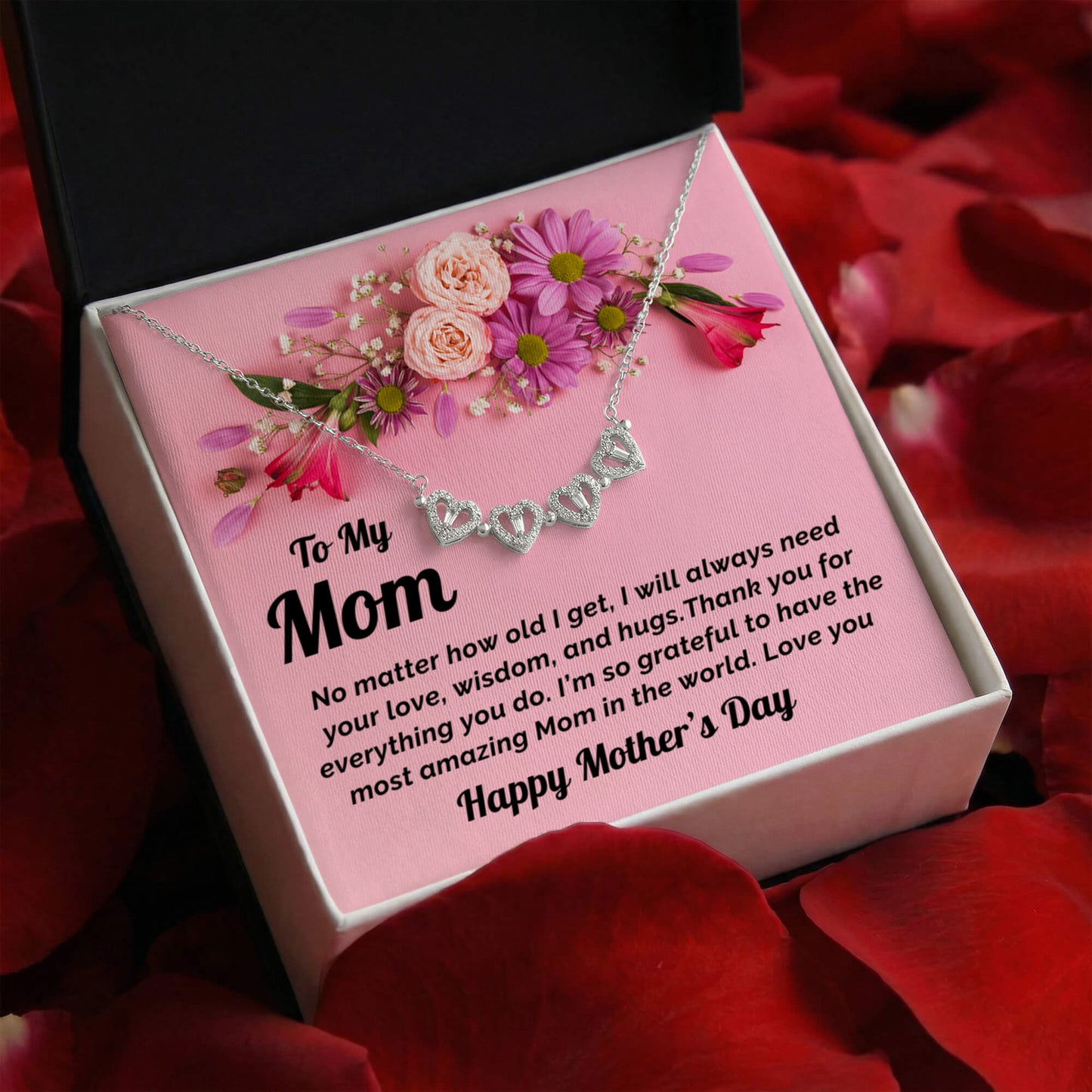 Mother's Day Gift- 2 ways to wear it-Mom Necklace and Greeting Card