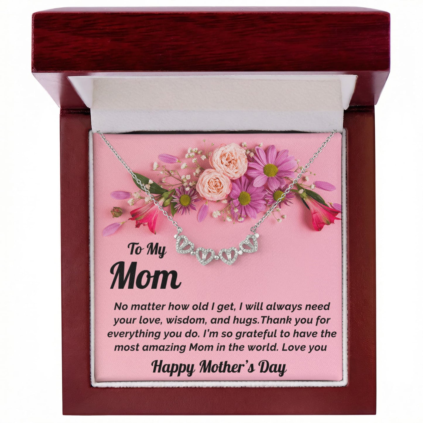 Mother's Day Gift- 2 ways to wear it-Mom Necklace and Greeting Card