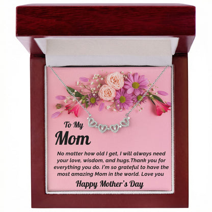 Mother's Day Gift- 2 ways to wear it-Mom Necklace and Greeting Card