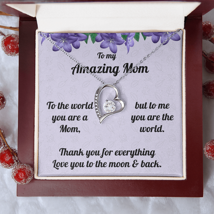 Mom Forever Love Heart Necklace- Thank you for Everything