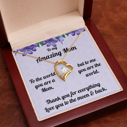 Mom Forever Love Heart Necklace- Thank you for Everything