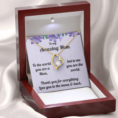 Mom Forever Love Heart Necklace- Thank you for Everything