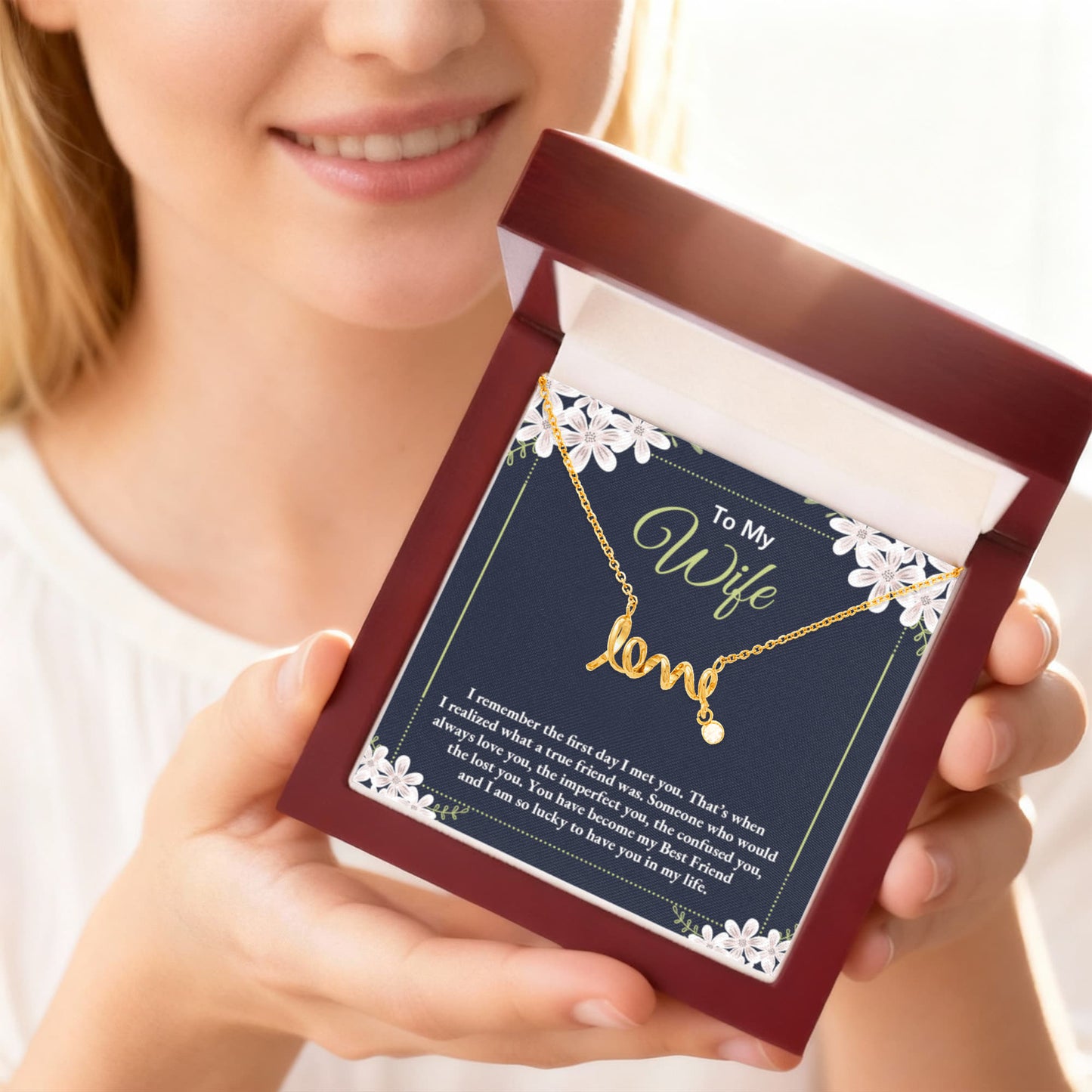 Gift for Wife- Love Scripted Necklace