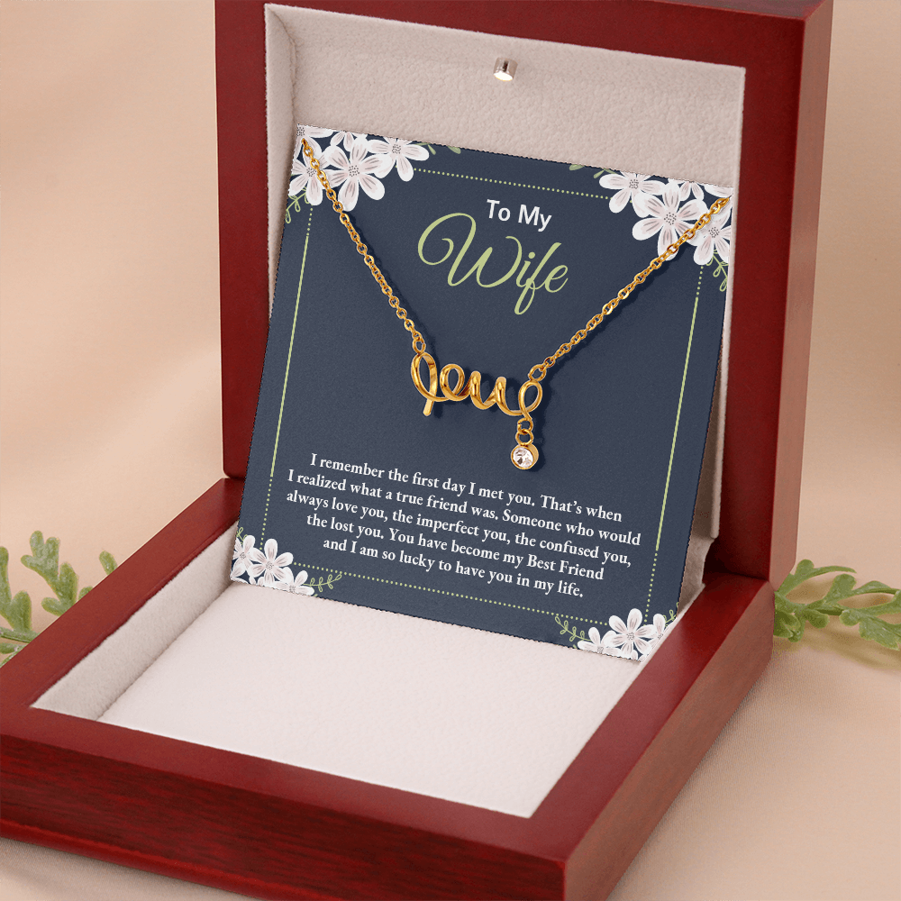 Gift for Wife- Love Scripted Necklace