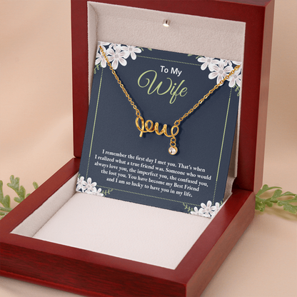 Gift for Wife- Love Scripted Necklace