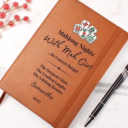 Personalized Mahjong Game Night Vegan Leather Journal Gift & Keepsake