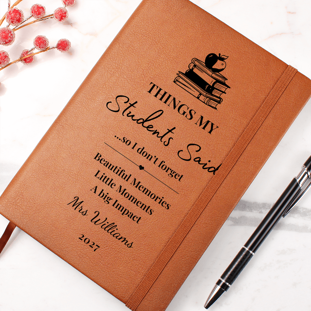 Personalized Teacher Journal Gift & Keepsake- Vegan Leather