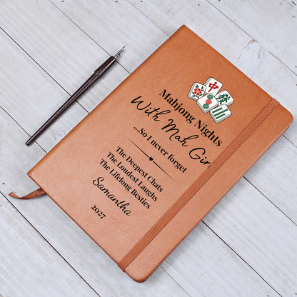 Personalized Mahjong Game Night Vegan Leather Journal Gift & Keepsake