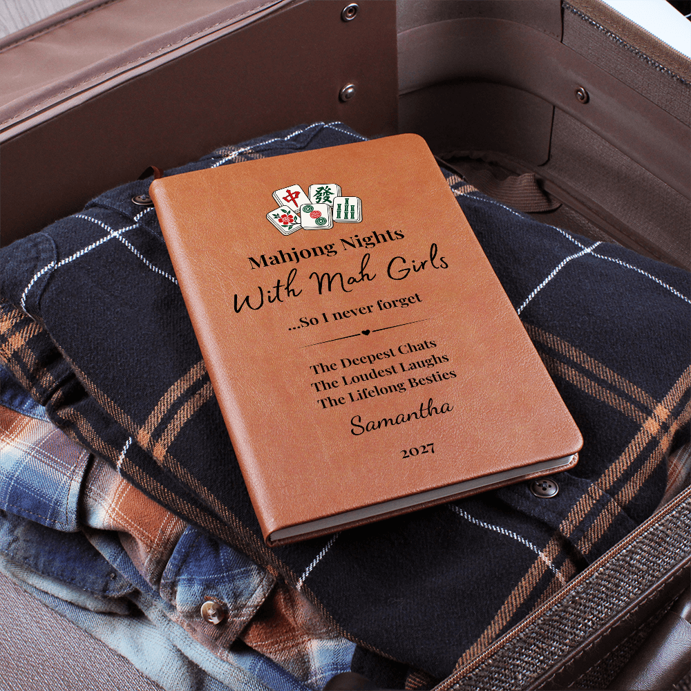 Personalized Mahjong Game Night Vegan Leather Journal Gift & Keepsake