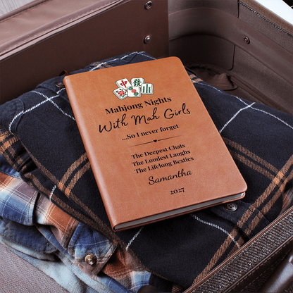Personalized Mahjong Game Night Vegan Leather Journal Gift & Keepsake