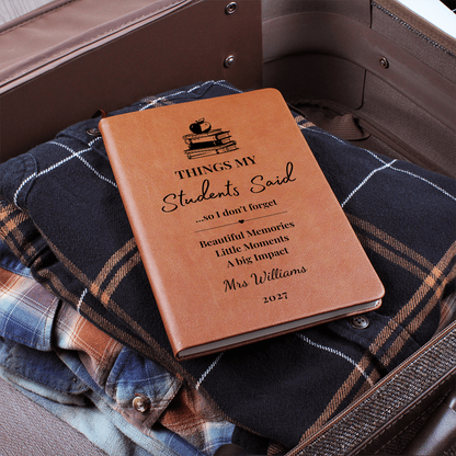 Personalized Teacher Journal Gift & Keepsake- Vegan Leather