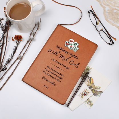 Personalized Mahjong Game Night Vegan Leather Journal Gift & Keepsake