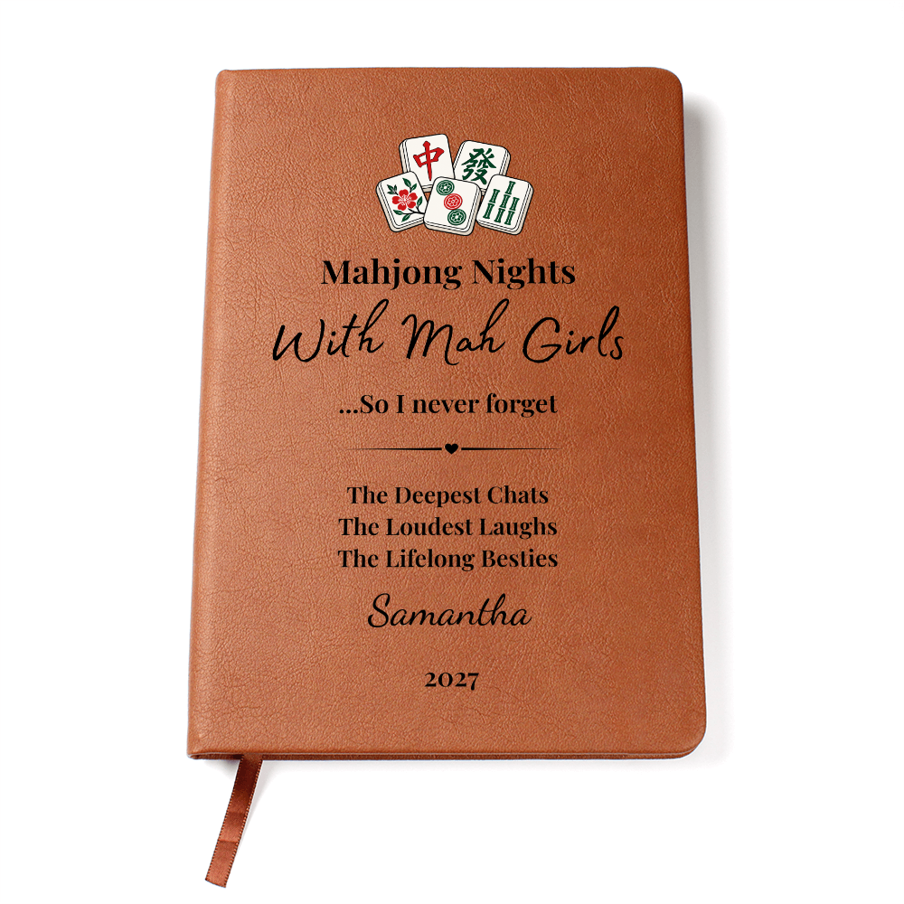 Personalized Mahjong Game Night Vegan Leather Journal Gift & Keepsake