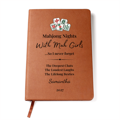 Personalized Mahjong Game Night Vegan Leather Journal Gift & Keepsake