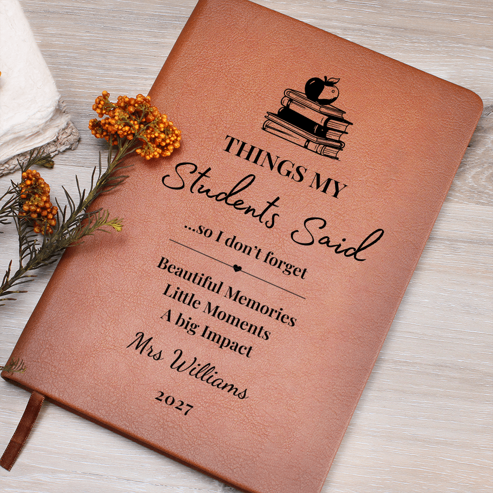 Personalized Teacher Journal Gift & Keepsake- Vegan Leather