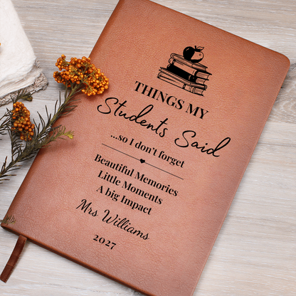 Personalized Teacher Journal Gift & Keepsake- Vegan Leather