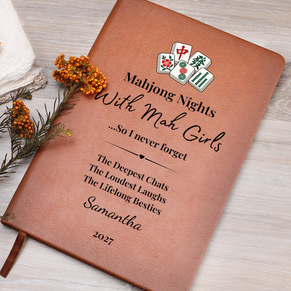 Personalized Mahjong Game Night Vegan Leather Journal Gift & Keepsake