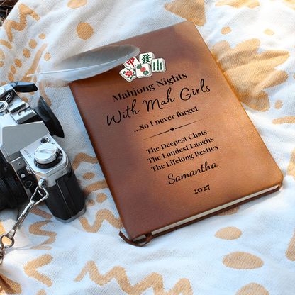 Personalized Mahjong Game Night Vegan Leather Journal Gift & Keepsake
