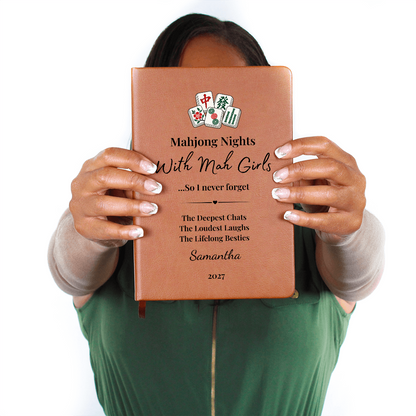 Personalized Mahjong Game Night Vegan Leather Journal Gift & Keepsake