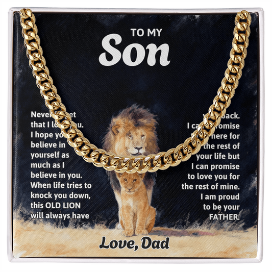 Gift to Son from Dad - Cuban link Chain with greeting card