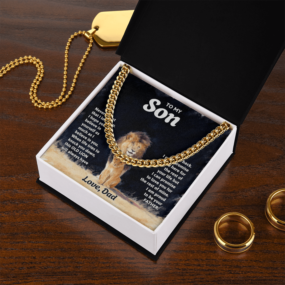 Gift to Son from Dad - Cuban link Chain with greeting card