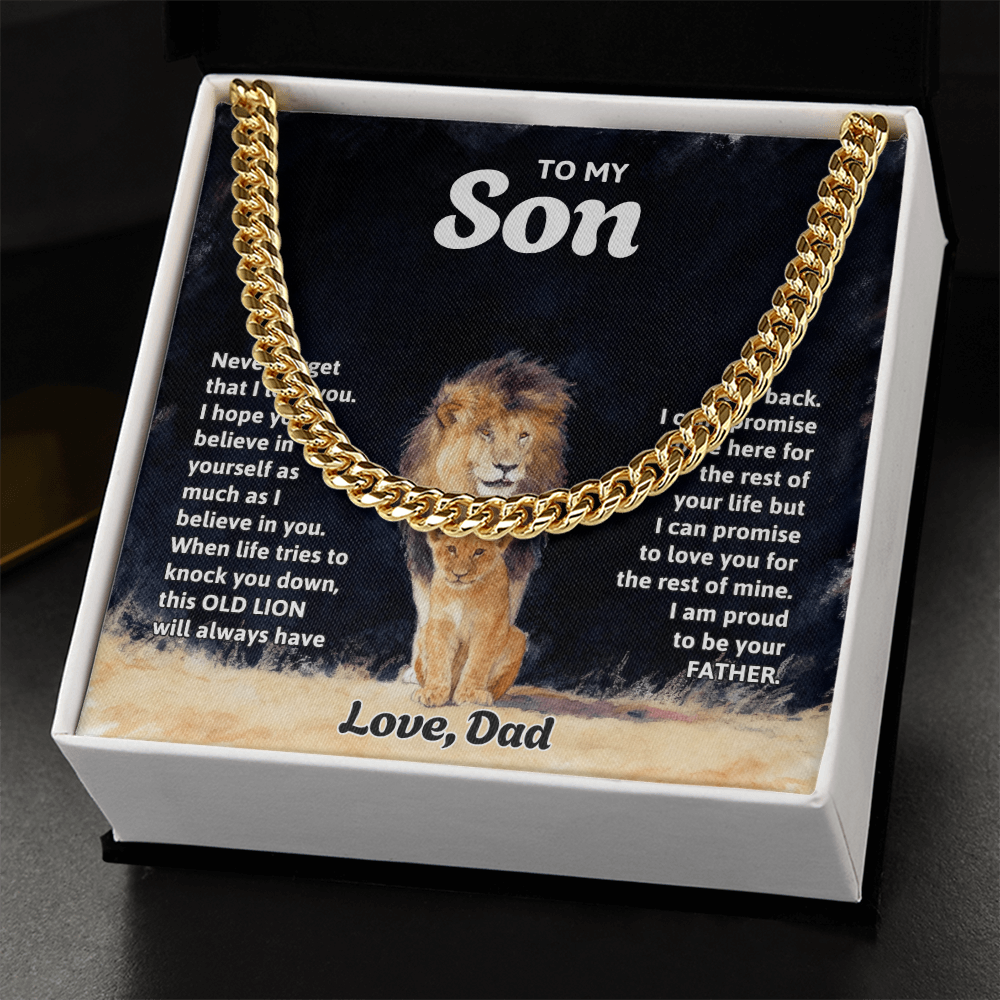 Gift to Son from Dad - Cuban link Chain with greeting card