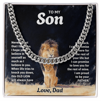 Gift to Son from Dad - Cuban link Chain with greeting card