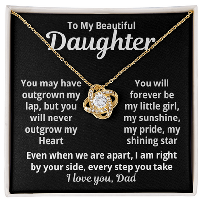 To My Beautiful Daughter Love Knot Necklace Gift from Dad