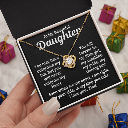 To My Beautiful Daughter Love Knot Necklace Gift from Dad