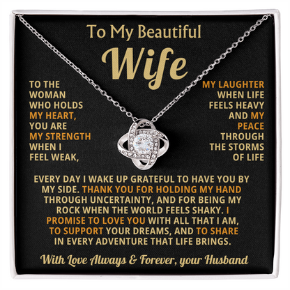 To My Beautiful Wife Necklace, Romantic Gift for Wife, Love Knot Pendant Jewellery, Anniversary Gift, Birthday Gift for Her