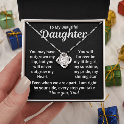 To My Beautiful Daughter Love Knot Necklace Gift from Dad