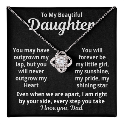 To My Beautiful Daughter Love Knot Necklace Gift from Dad
