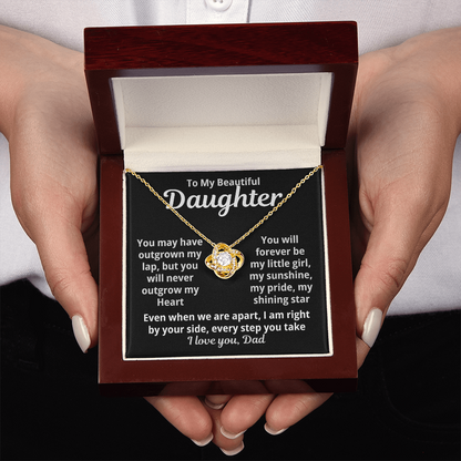 To My Beautiful Daughter Love Knot Necklace Gift from Dad