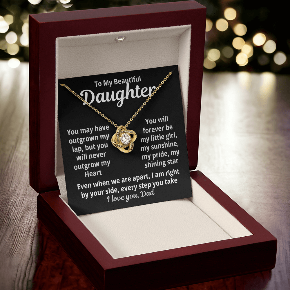 To My Beautiful Daughter Love Knot Necklace Gift from Dad