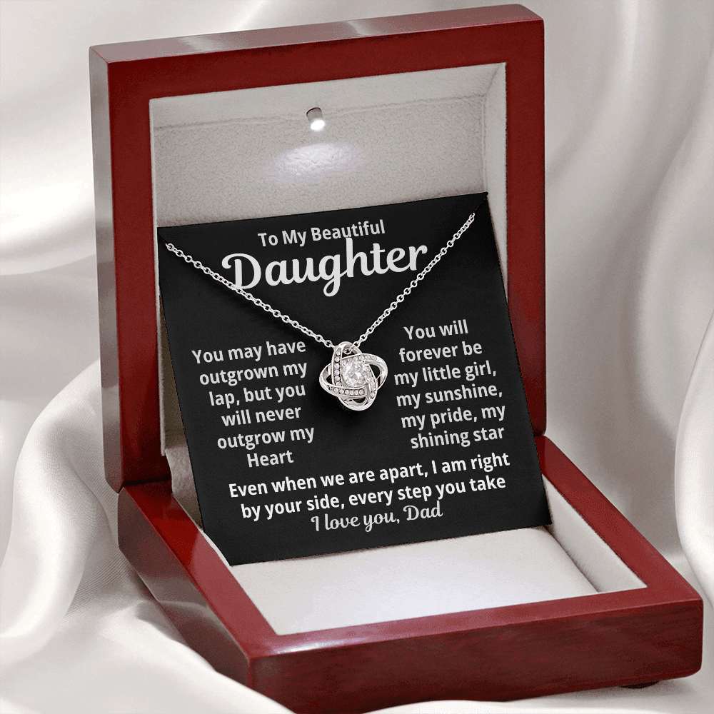 To My Beautiful Daughter Love Knot Necklace Gift from Dad