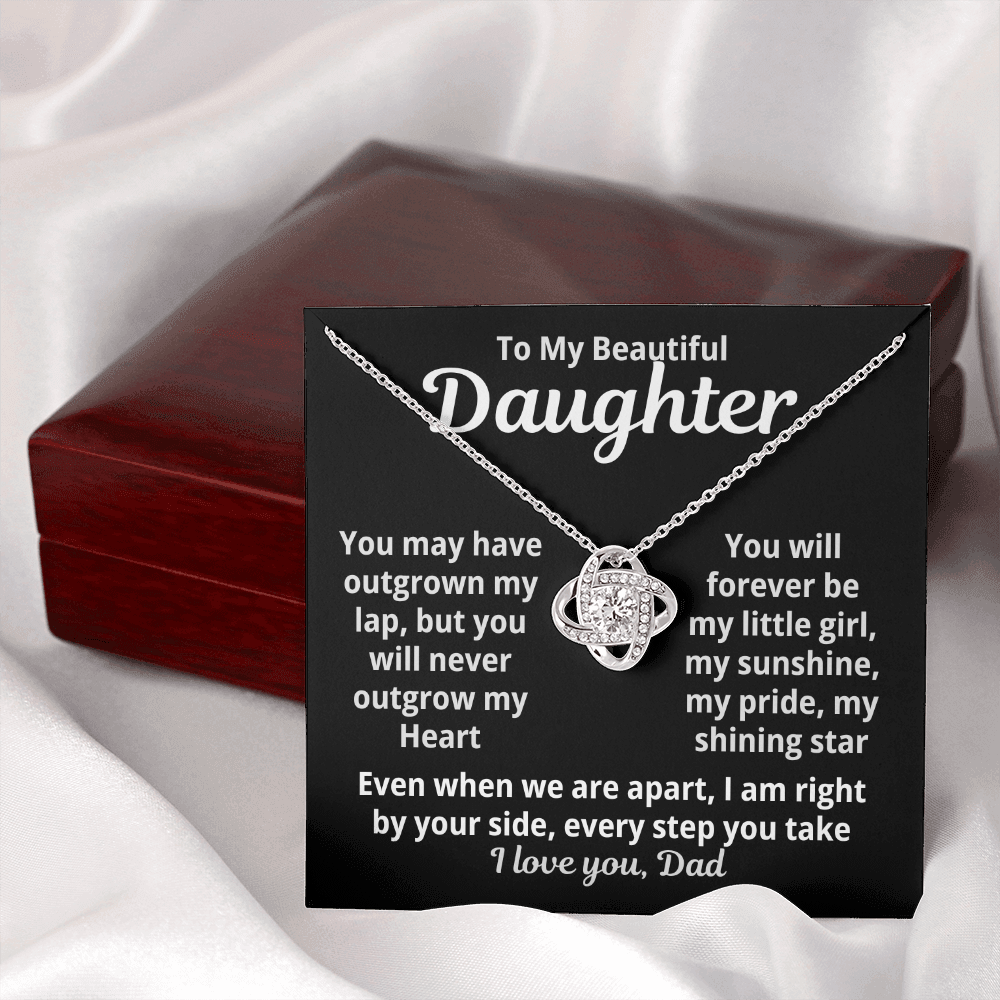 To My Beautiful Daughter Love Knot Necklace Gift from Dad